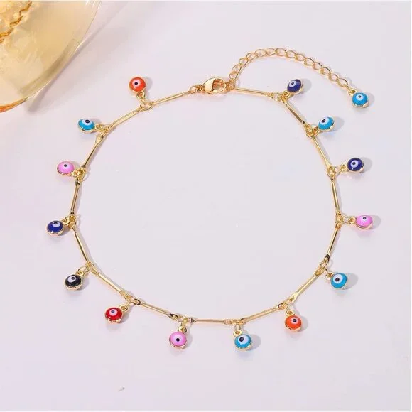 Anklet for Women Gold Chain 14K Gold Plated Dainty Boho Beach Summer Simple Foot - Picture 5 of 7